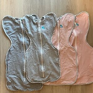 Love to Dream size small and medium Pajama Sleep Sacks - Gray and Pink